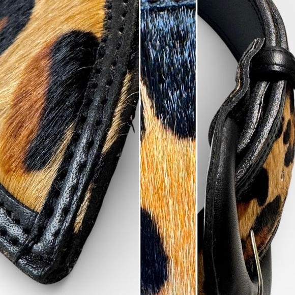 Vintage Avignon Leopard Hair-On Leather Belt Wide Statement Belt Sz Small - Picture 9 of 12